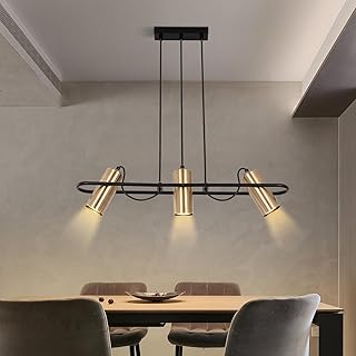 Homefire Pendant Lamp Dining Table Vintage - 3 Flame Dining Room Lamp Gold Pendant Light Industrial GU10 Dining Table Lamp Kitchen Lamp Pendant Lamp Living Room for Dining Room Kitchen Bar - Without