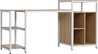 HOMCOM 68 Inch Office Table Computer Desk Workstation Bookshelf with CPU Stand, Spacious Storage Shelves & Chic Modern Woodgrain Design, Oak Wood Grain