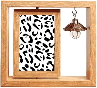 Leopard Animal Art Grain Illustration Pattern Wooden Rotating Picture Photo Frame 4x6