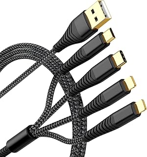 كيبل شحن متعدد الاستخدامات بطول 6 قدم 3 امبير من النايلون المضفر 4 في 1 USB الاجهزة مع موصلات نوع C/Micro للهواتف الخلوية والمزيد قطعتين مايكرو لحاسوب لوحي