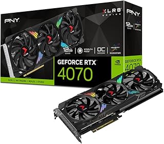 PNY بطاقة عرض مرئي جيفورس RTX™ 4070 12GB XLR8 للالعاب فيرتو ابيك اكس ار جي بي ثلاثية المراوح دي ال اس 3، gddr6x، سعة 12 جيجا pci_e