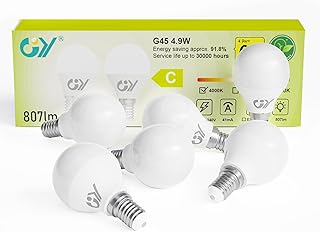 مصباح إضاءة LED E14 4.9 واط يعادل 60 807 لومن 4000 كلفن أبيض محايد E14 كفاءة الطاقة غير قابل للتعتيم عبوة من 6 قطع جي واي