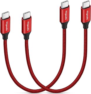 كيبل USB C الى USB C قصير، [1 قدم عبوتان] سلك شاحن ايتجوودز سريع الشحن 60 واط متوافق مع سامسونج جالاكسي S22 S21 S20 FE S10 S22+ S21+ 5G الترا، نوت 20/10 الترا 5G، بكسل 6 6a 5 5a 4 3 XL