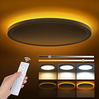 24W Dimmable LED Ceiling Light, LED Ceiling Light with Remote Control, Dimmable 1800K Night Light, Panel 3000K-6500K, Ultra Thin Round LED Ceiling Light Suitable for Bedrooms, Children's Bedrooms,