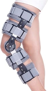 Hinged Knee Brace, Post Knee Brace for Recovery Stabilization, Adjustable Orthopedic Support Stabilizer, Universal,Ideal for Ligament/Sports Injuries (grey,large)