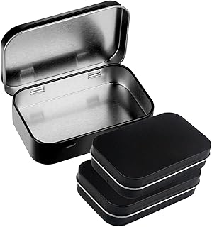 Vikrami lighting 3-Pack Tin Box Candy Key Earrings Coin Metal Storage Box Small Portable Tin Metal Iron Box Metal Empty Hinged Tins Storage Boxes (Black)