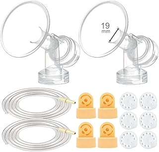 ماي موم مجموعة مضخة الثدي متوافقة مع مضخات الثدي المتطورة من ميديلا بامب ان ستايل؛ 2 × واقي للثدي (قطعة واحدة، 19 ملم)، 4 صمامات، 6 اغشية، 2 انبوب مضخة، يمكن استبدال صمام ميديلا