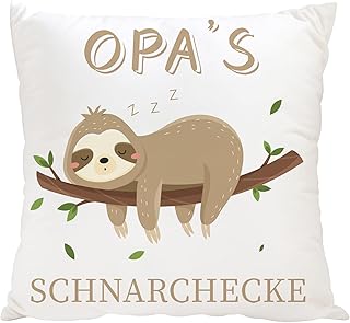 Moosono Gifts for Grandpa Sloth Cushion with Saying Grandpa's Snoring Cushion Covers Sloth Gift for Father's Day Gift Birthday Christmas (45 x 45 m, without Filling)