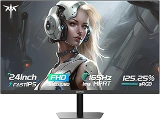 شاشة العاب 24 انش من كيه تي سي FHD 1080P IPS 165 هرتز 125% ار جيه بي HDR بدون إطار HDMI 2.0x2 منفذ عرض 1.4x2 فري سينك وجي ودرجة إمالة متوافقة مع فيسا والعناية بالعين H24T09P LCD أسود