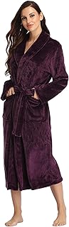 RONGTAI Womens Bathrobe Ladies Fleece Plush Warm Long Robes Fleece Nightgown Sleepwear