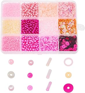 DICOSMETIC 108G Assorted Beads Kit Including Laser Loose Sequins Pearl Round Beads Glass Round Bugle and Plastic Seed Beads for Jewelry Making Craft DIY Supplies