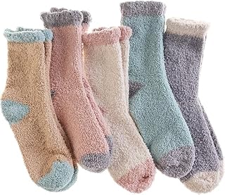 5 Pairs Fuzzy Socks, Fluffy Socks, Winter Warm Soft Slipper Home Sleeping Cute Socks, Soft and Warm, Good Stretchy, Wear to Work, Home Even Sleeping, or Lounging, Multicolor