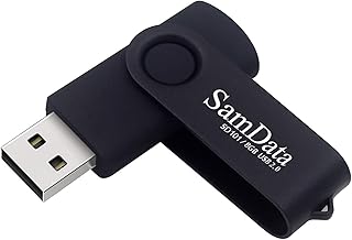 سامداتا ذاكرة فلاش USB سعة 8 جيجابايت من قطعة واحدة، ذاكرة USB 2.0 دوارة لتخزين البيانات مع مؤشر LED (اسود، 8 جيجابايت- عبوة واحدة)