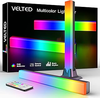 شريط اضاءة RGB مخملي، شريط اضاءة LED RGB اي سي مزامنة الموسيقى، اضاءة محيطة تعمل بمنفذ USB، اضاءة خلفية للالعاب متغيرة الالوان بجهاز تحكم عن بعد، 8 اوضاع ديناميكية لشاشة غرفة الكمبيوتر والمكتب، ابيض