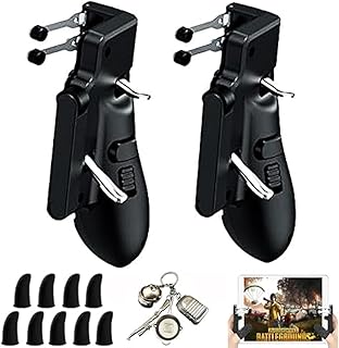 Mobile Game Controller for iPad/Tablets Hand Grip for PUBG/Knives Out//Fortnite/Call of Duty Gaming Triggers for iPad/Andriod Tablets w/ 6pcs Finger Sleeves and PUBG Key Ring