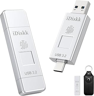 iDiskk SSD 1TB 500MB/S Fingerprint Encryption High Speed Flash Drive Photo Stick for iPhone 15/15 Plus/15 Pro/15 Pro Max,USB C iPad, MacBook,Laptops,Android &PC,ONE-Click Backup Photos &Videos