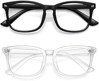 WOWSUN Unisex Stylish Nerd Non-prescription Glasses, Clear Lens Eyeglasses Frames, Fake Glasses