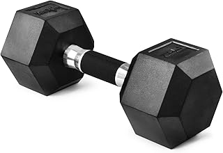 Yes4All Dumbbell Hex Rubber Grip/Heavy weight Urethane Dumbbell for Multifunctional Full Body Workout and Strength Training (Single)