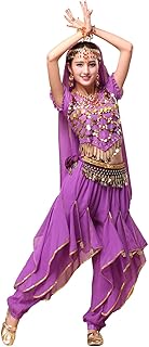 ORIDOOR Women's Halloween Costume Set Belly Dance Crop Top Pleated Harem Pants for Dress Up Party