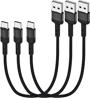 سومبوك كيبل USB C قصير [1 قدم 3 قطع]، كيبل شحن اندرويد بطول 1 قدم نوع C USB 2.0 مغطى بالنايلون للشحن السريع متوافق مع سامسونج جالاكسي S10 S9 نوت 8، ال جي G6 V20، جوجل بيكسل 2 XL