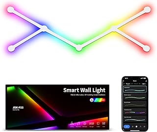 مصباح حائط LED ذكي بنمط قضبان مع إضاءة RGB وواي فاي و+16 مليون لون قابل للتعتيم ومزامنة للموسيقى سهل التركيب لتزيين منزل والحفلات والألعاب متوافق اليكسا ومساعد جوجل من كوبايبان 6 خطوط أبيض