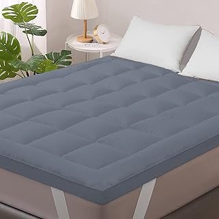 Linenovation 1000GSM Hollow Fibre Mattress Padding/Topper Dark Blue for Single Bed-36 Inch X 78 Inch