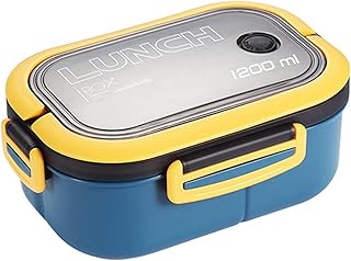 HTRTRR 1200ml Lunch Box, 2 Compartments, 2 Tier Leakproof Lunch Box, Lunch Box for Adults and Kids, Lunch Box for Work, Office, School (Blue)