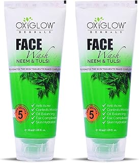 OXYGLOW HERBALS Neem Tulsi Face Wash, Green,50 g (Pack of 2)