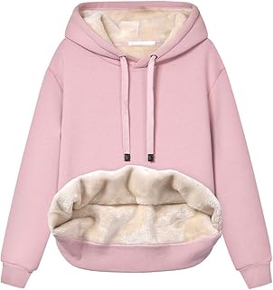 Hixiaohe Women's Winter Warm Sherpa Fleece Lined Hooded Sweatshirts Pullover Tops