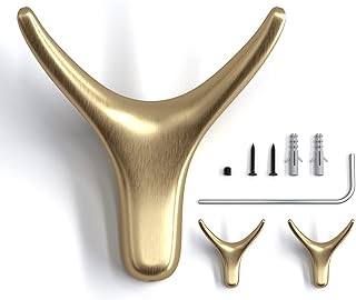 كارجو خطافات المعاطف والمناشف للحمام، 3 عبوات من خطافات الحائط المعدنية شديدة التحمل، مناسبة لغرفة المعاطف وغرفة المعيشة والحمام لتعليق الملابس والقبعات والحقائب وأدوات المطبخ والمناشف (ذهبي مصقول)
