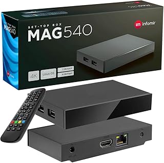 جهاز استقبال اي بي تي في لينكس 4K الاصلي من ماج 540، اتش دي 4 كيه ار MAG524 524 UHD قابس UK، زيدو، سعة 1.0 GB، إيثرنت