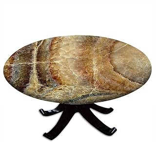 VBTGVE Marble Round Tablecloth with Elastic Edges, Onyx Stone Surface Pattern, Printing Design, Fit for 36" Table,