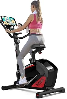 HARISON Electromagnetic Self-powered/Magnetic Upright Exercise Bike 350lbs Capacity, Bluetooth Stationary Bikes for Home with 2 in 1 LCD Monitor and Tablet Holder, Comfortable Seat Cushion