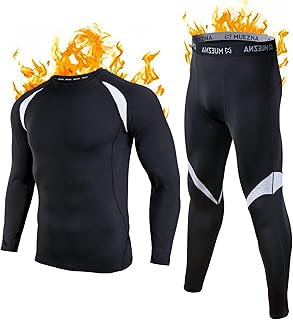 Men's Thermal Underwear Functional Underwear Ski Underwear Long Breathable Thermal Underwear Thermal Underwear Set Soft Wool Fleece Lining for Home Winter