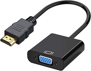 محول HDMI الى VGA مطلي بالذهب (ذكر انثى) يدعم الكمبيوتر المكتبي واللابتوب والكمبيوتر والشاشة وجهاز العرض والتلفزيون عالي الدقة وكروم بوك ورازبري باي وروكو واكس بوكس وغيرها، عدد المنافذ: 2، من رايبوزين