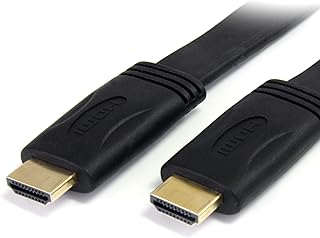 ستارتيك. كابل HDMI مسطح عالي السرعة بطول 15 قدم مع ايثرنت من كوم - كيبل HDMI UHD 4k × 2k - HDMI الى HDMI M/M - كابل HDMI مسطح (HDMIMM15FL) اسود