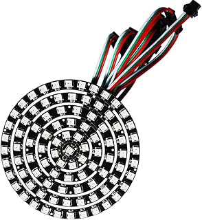 ويسيري 93 مصباح ليد 6 حلقات WS2812B 5050 RGB LED حلقة ضوء يمكن معالجته بشكل فردي بلون الحلم الكامل تيار مستمر 5 فولت مع وحدة تحكم صغيرة، أسود