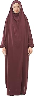 Women Prayer Dress Islamic Jilbab Eid Formal Gown 1 Piece Saudi Loose Covered Dress