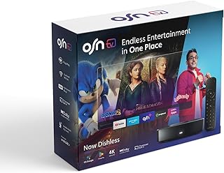 اوه اس ان اشتراك تلفزيوني (3 اشهر)، OSN+ متضمن مع تي في بوكس بث 4K جديد | جهاز تحكم عن بعد بالصوت | واي فاي وايثرنت | يعمل بنظام اندرويد 11.0، سعة 16.0 GB