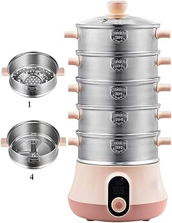 Xhklwsry Electric Food Steamer 3-5 Tier Vegetable Steamer Multifunctional Stainless Steel for Cooking Vegetables Grains Meats Egg Stackable Baskets with Timer