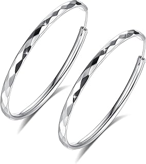 Fashmond Large Women's Hoop Earrings Made of 925 Sterling Silver Earrings for Women Girlfriend Girls Valentine's Day Gifts, Sterling Silver, No Gemstone