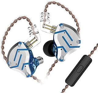 ينيو سماعات اذن KZ ZS10 برو هاي فاي IEM بمشغلات هايبرد 4BA 1DD، سماعات اذن سلكية عالية الدقة داخل الاذن للموسيقيين (ازرق متوهج، مع ميكروفون)