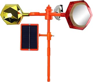 سيوسى جهاز ردع دوار عاكس يعمل بالطاقة الشمسية، اشارات صوتية 2 في 1 لتخويف الطيور، مرايا دوارة تعمل بالرياح لطرد الحمام والعصافير ونقار الخشب