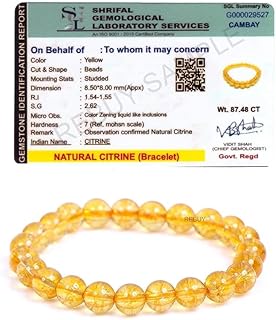 REBUY Citrine Bracelet | Natural Crystal Gemstone Stretchable Bracelet Have healing properties & physical, emotional, release Negative Energy and Spiritual benefits | White, 8mm Bead Size