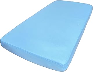 Bisoo Fitted Sheet 60 x 125 cm Baby Mattress Protector 60 x 125 cm Baby Waterproof Bed Sheet for Baby Cot 100% Cotton Jersey Oeko-Tex Waterproof Fitted Sheet 125 x 60 cm 1 Piece Blue