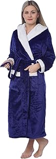 Women's Plus Size Plush Soft Warm Fleece Long Bathrobe Robe