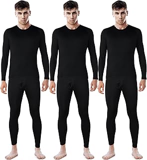 3 Sets Men's Thermal Underwear Long Johns Base Layer with Fleece Lined for Winter Cold Weather