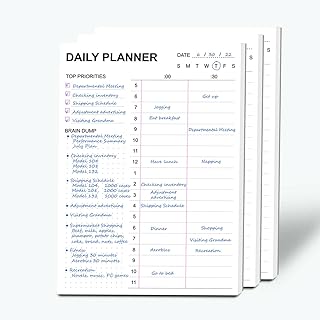 مجموعة مفكرة قائمة المهام من تيانكول مكونة من 3 قطع - قائمة المهام اليومية مع الاولويات، تفريغ العقل، جدولة كل ساعة وملاحظات - مفكرة مخطط يومي للعمل والدراسة والمواعيد، 60 ورقة قابلة للتمزيق، دفتر