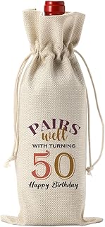 YUANHAO 50th Birthday Wine Bag, Funny 50th Birthday Gifts Women, 50th Birthday Party Decorations, 50 Year Old Birthday Gift Anniversary Favors, Wine Gift Bag 50th Birthday Gifts for Women Her Men