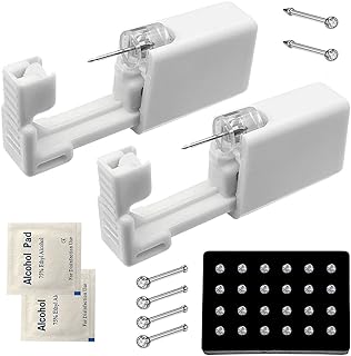 SLVIEKAE Nose Pierce Kit, Disposable Safe Piercing Kit, Nose Stud Pierce Gun with 24 Pcs Nose Studs